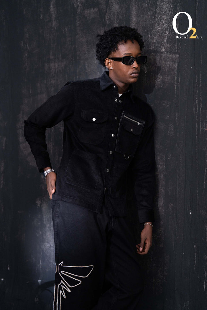 Blackout leather trim jacket ENVY