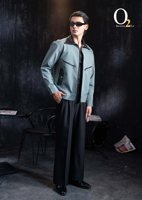 Pool blue jacket with leather ENVY