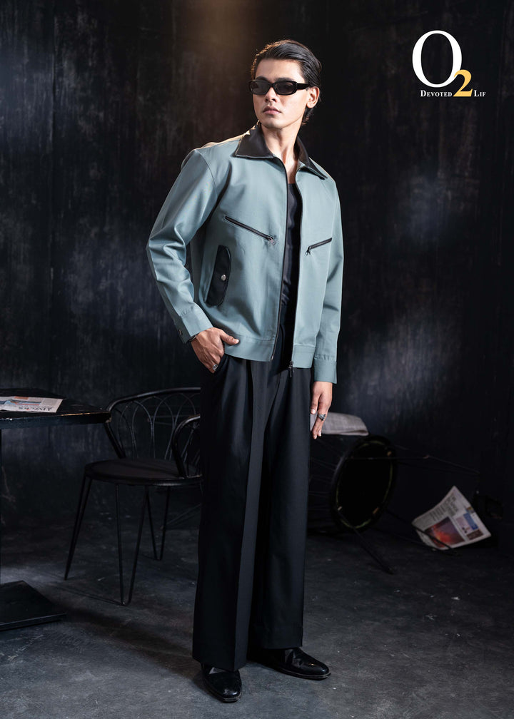 Pool blue jacket with leather ENVY