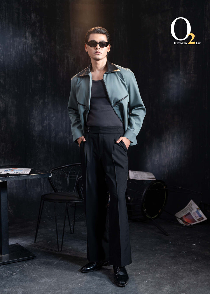 Pool blue jacket with leather ENVY