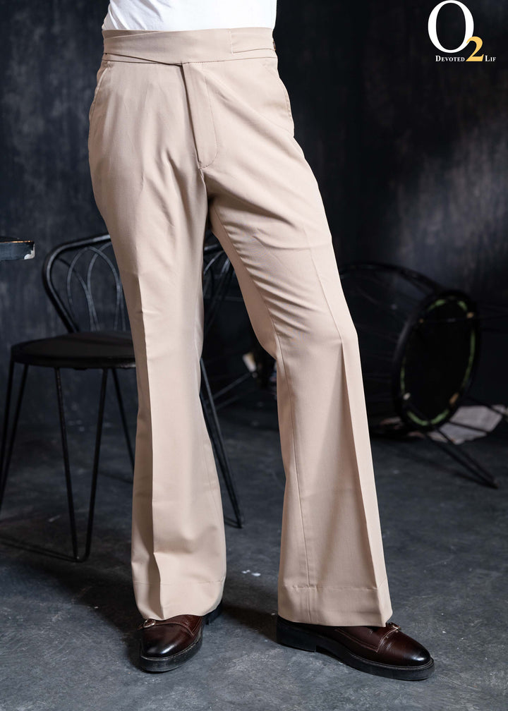 High-waisted, wide-leg pleated Bootcut pant with side-tab adjusters ENVY