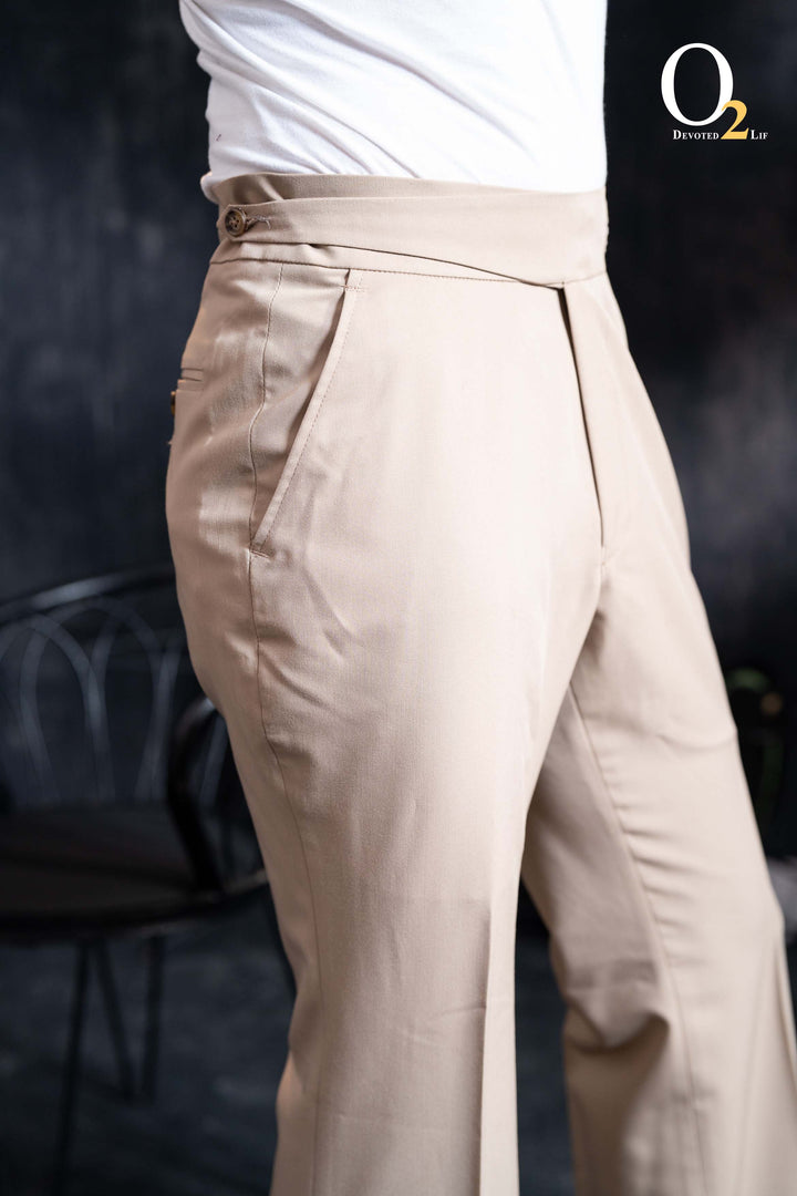 High-waisted, wide-leg pleated Bootcut pant with side-tab adjusters ENVY
