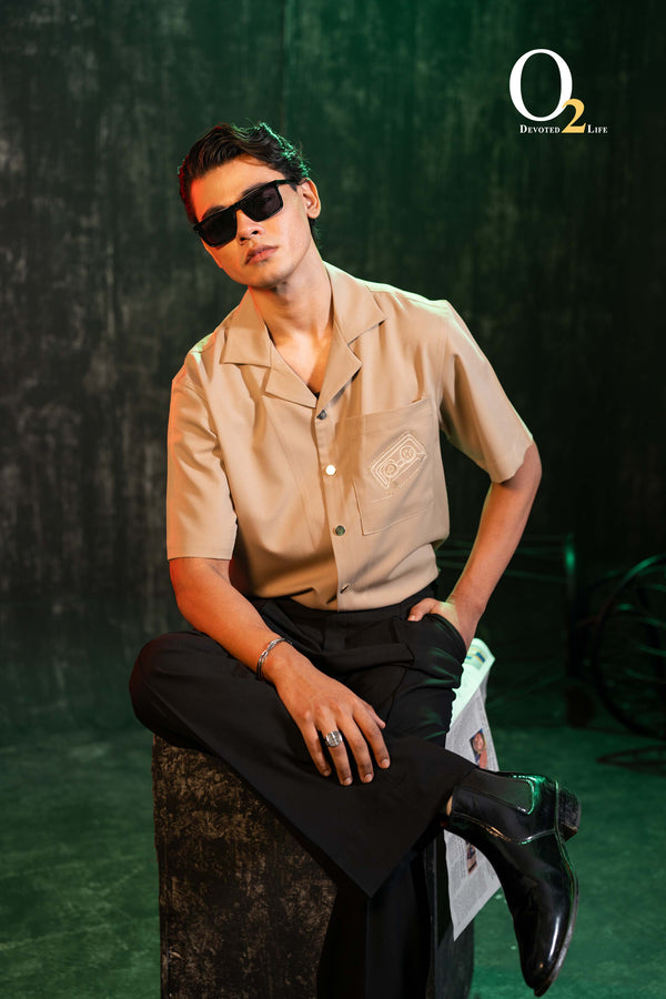 Old cassette tape embroidery shirt ENVY