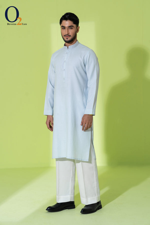 Zardozi Handwork Classic Fit Panjabi in Pastel