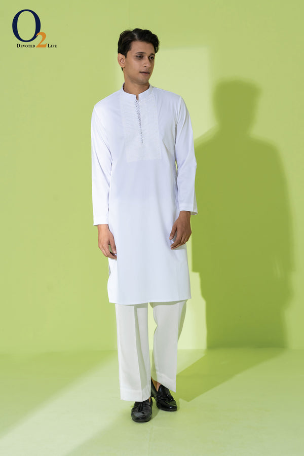 Zardozi Handwork Classic Fit Panjabi in White