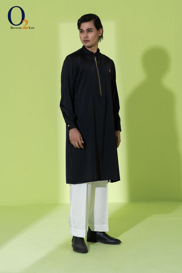 Zardozi Handwork Classic Fit Panjabi in Black