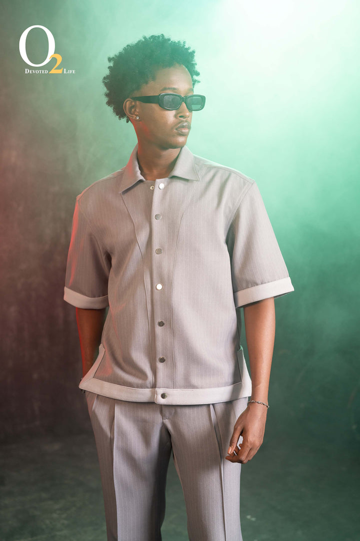 Half sleeve pinstripes rib jacket ENVY