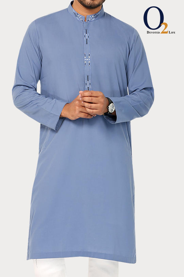 Sky Blue Zardozi Classic Fit Panjabi