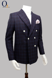 Sharp Luxurious Men's Double-Breasted Navy-blue Suit collection