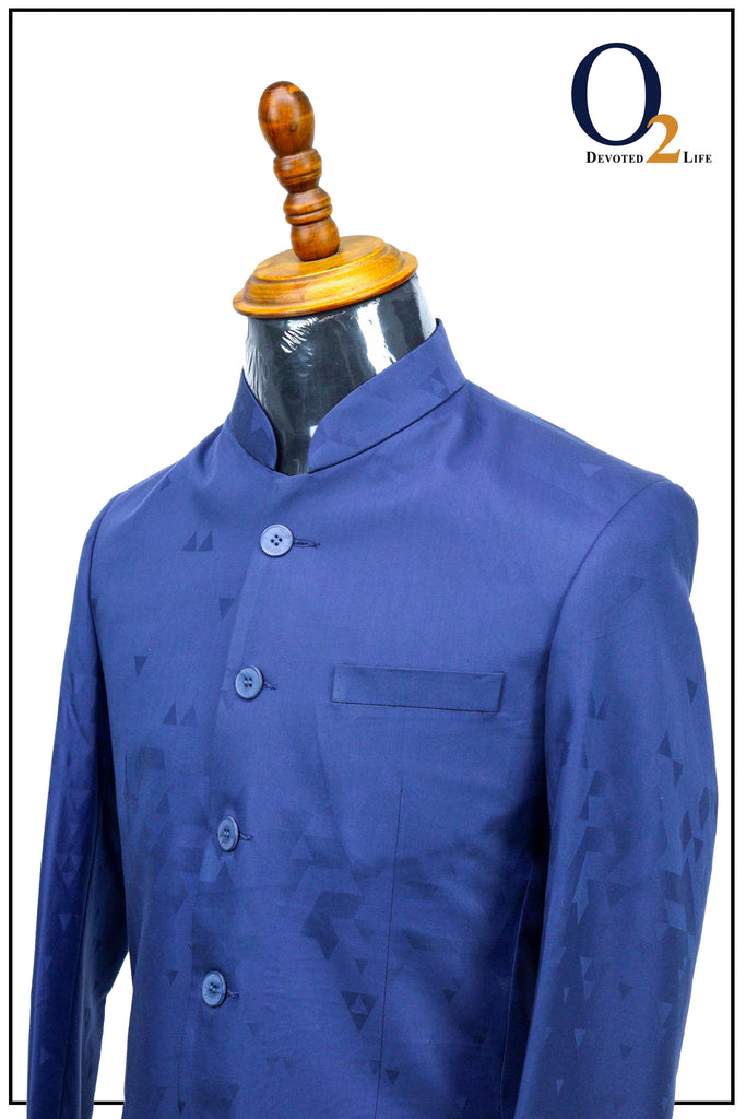 Royal Blue Self-Printed Prince Coat