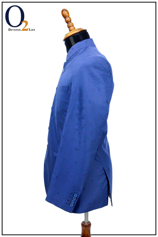 Royal Blue Self-Printed Prince Coat