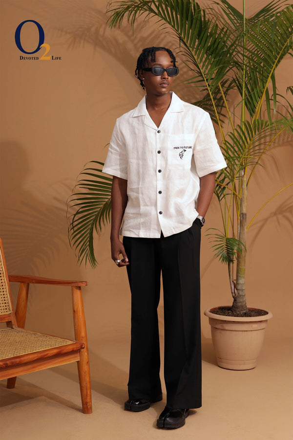 Oversized Textured Cuban Collar Drop-Shoulder Sleeves Casual Shirt ENVY