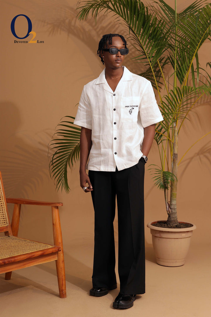 Oversized Textured Cuban Collar Drop-Shoulder Sleeves Casual Shirt ENVY