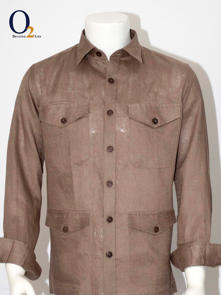Men Brown Slim Fit Solid Full Sleeves Casual Shirt ENVY