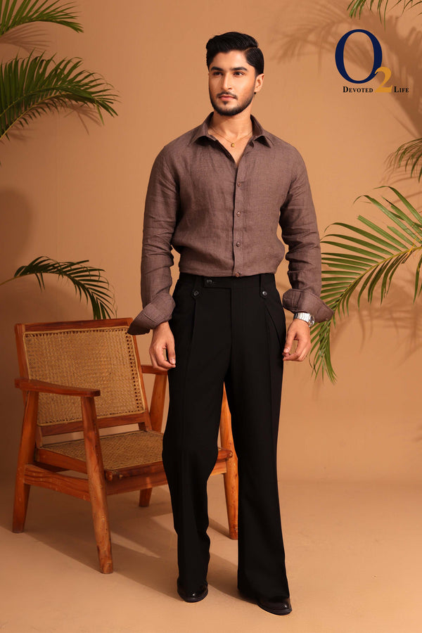 Classic Brown Linen Shirt. ENVY