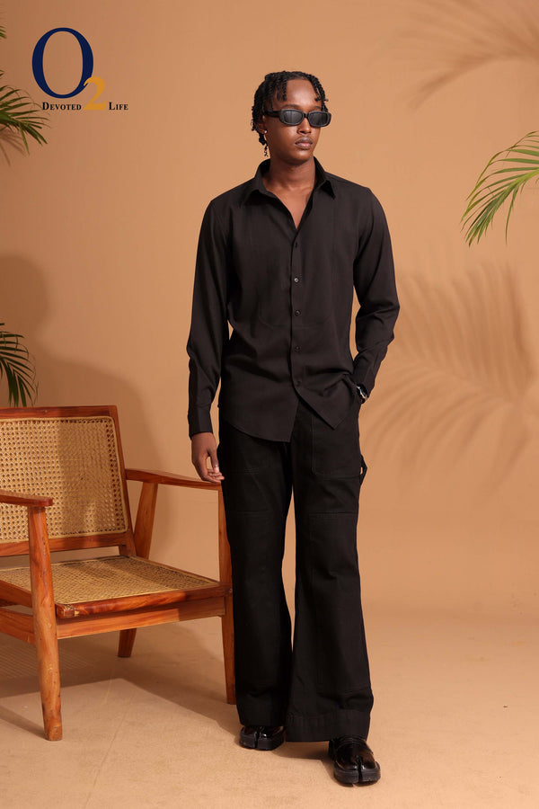 Black Panelled Shirt o2fashions