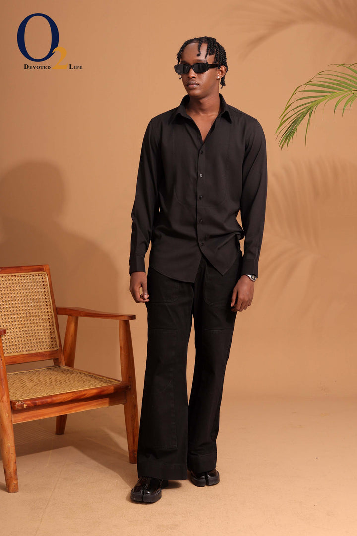 Black Panelled Shirt o2fashions