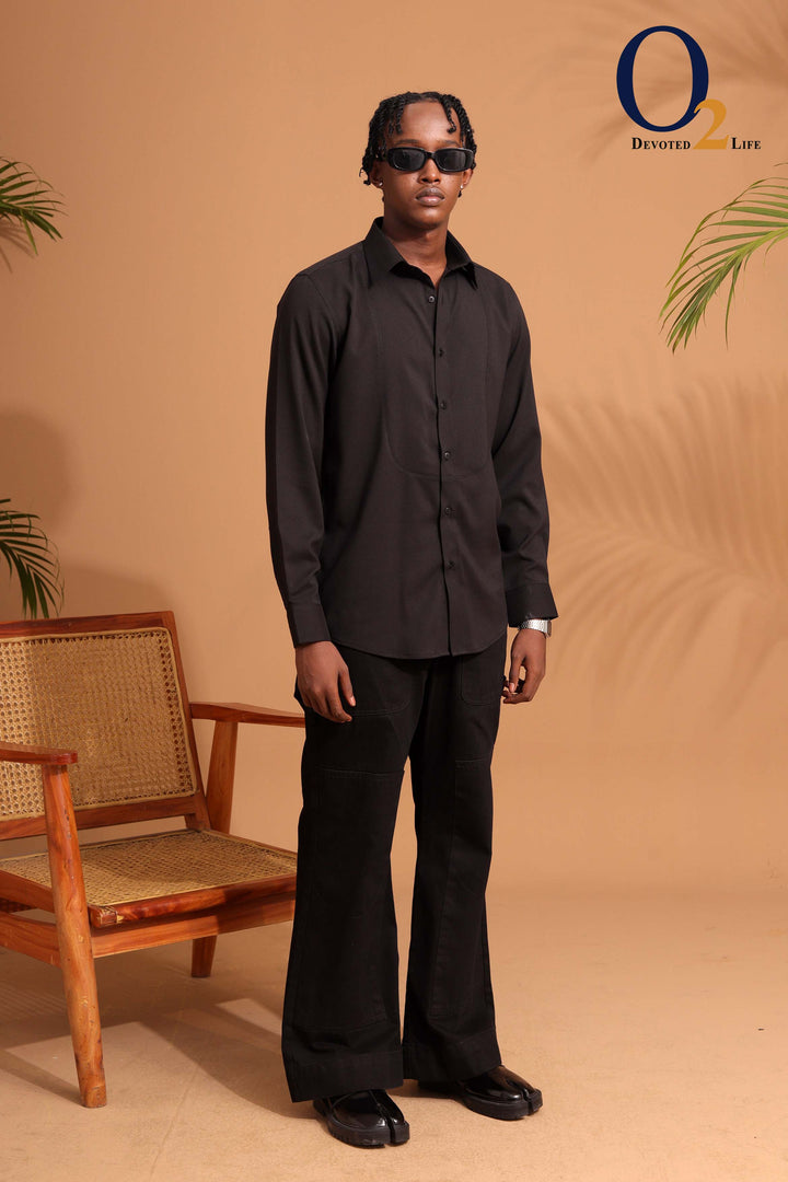 Black Panelled Shirt o2fashions