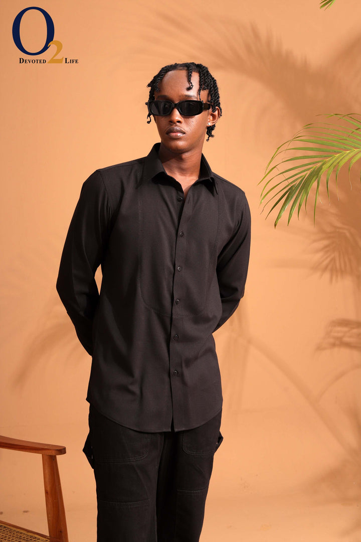 Black Panelled Shirt o2fashions