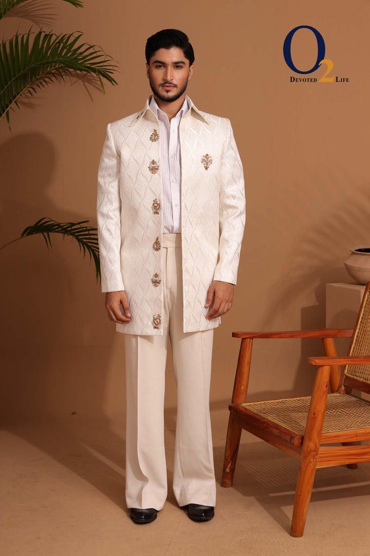 Elegant White Georgette Indo Western ENVY