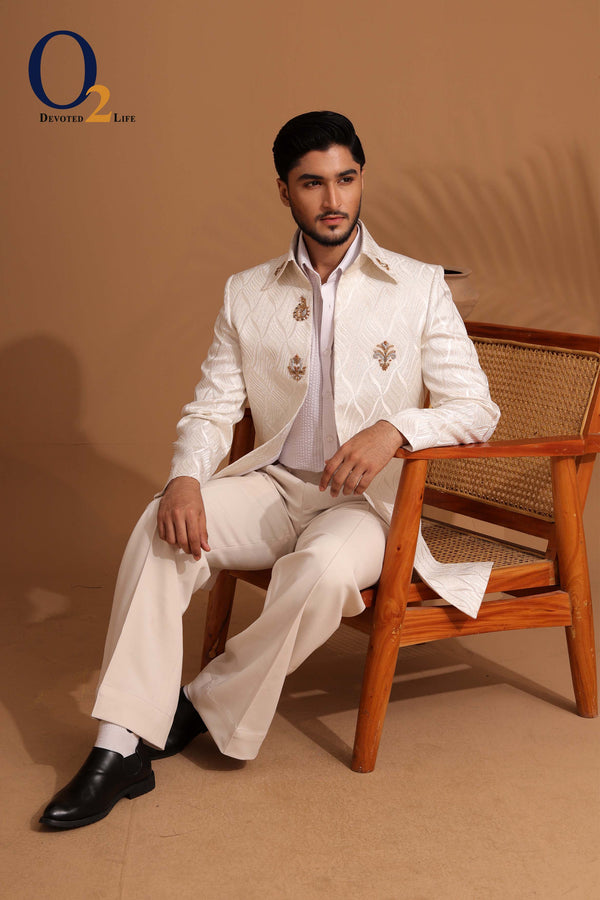 Elegant White Georgette Indo Western ENVY