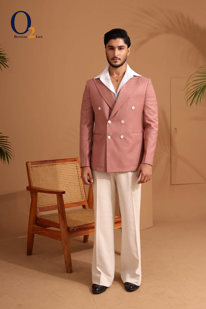 Blush Pink Double-Breasted Blazer ENVY