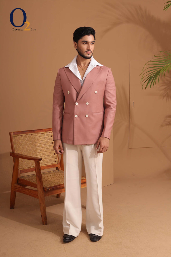 Blush Pink Double-Breasted Blazer ENVY