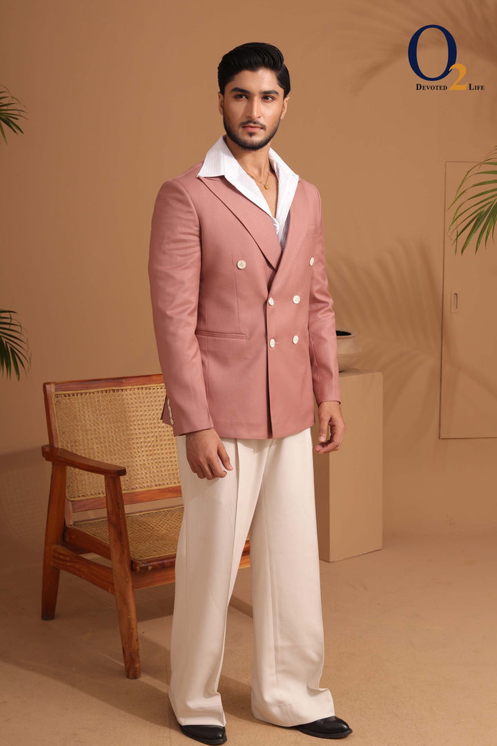 Blush Pink Double-Breasted Blazer ENVY