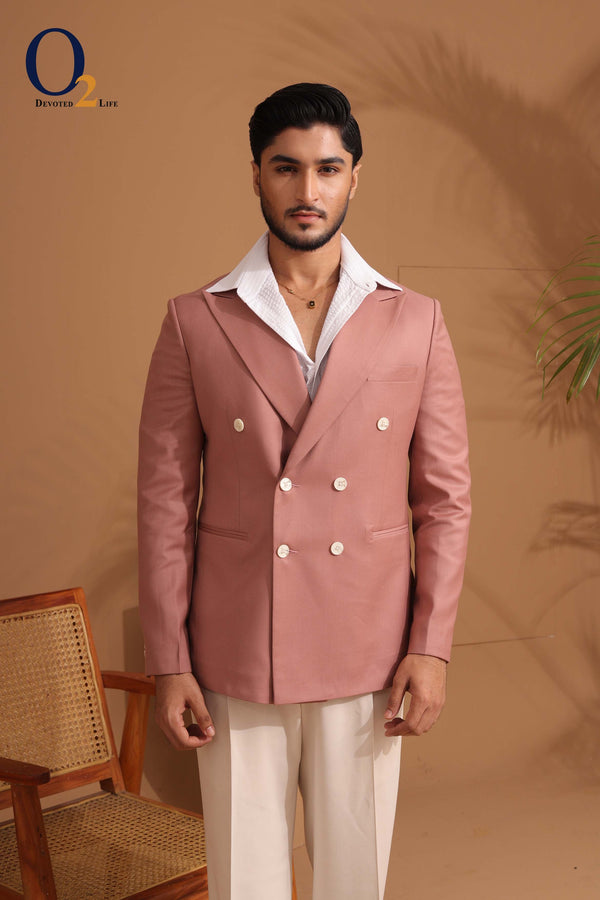 Blush Pink Double-Breasted Blazer ENVY