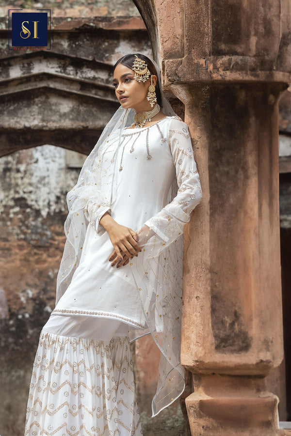 White Gharara Suit