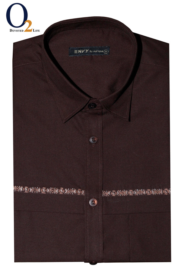 Men’s Solid Formal Shirt in Coffee