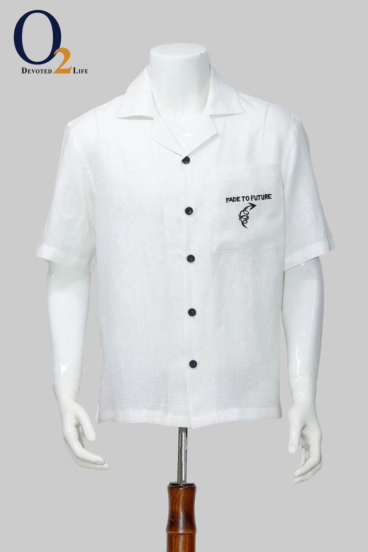 Oversized Textured Cuban Collar Drop-Shoulder Sleeves Casual Shirt - o2fashions