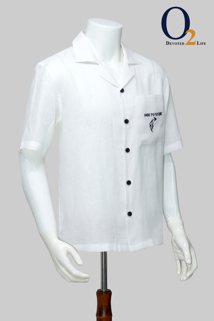 Oversized Textured Cuban Collar Drop-Shoulder Sleeves Casual Shirt - o2fashions