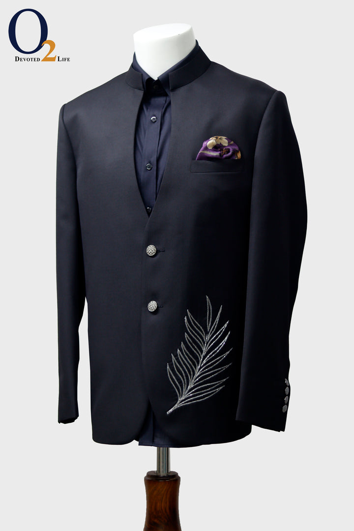 Exclusive Karchupi hand Work Prince Coat in Black - o2fashions