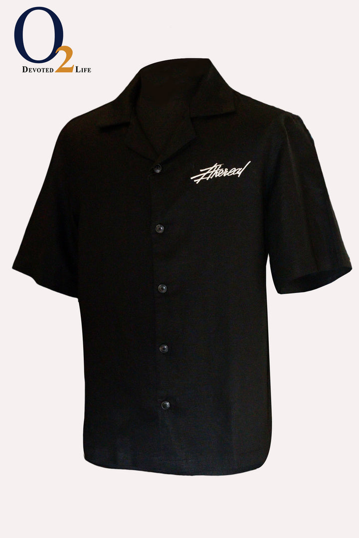 Black Cuban Collar Shirt. - o2fashions