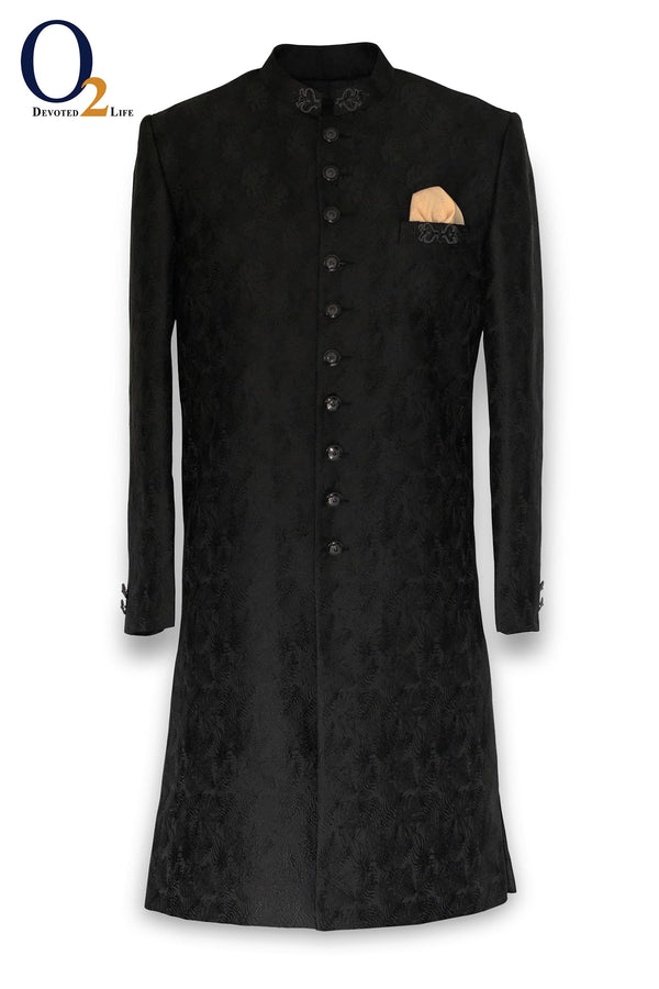 Zardozi handwork Sherwani In Black ENVY