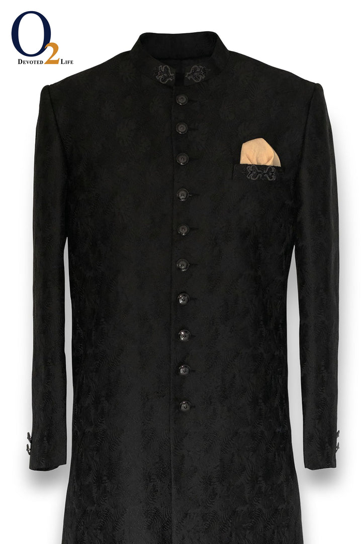 Zardozi handwork Sherwani In Black ENVY