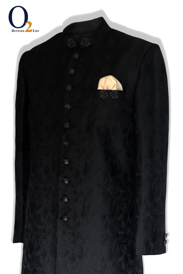 Zardozi handwork Sherwani In Black ENVY