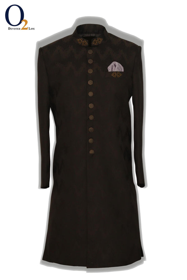 Zardozi handwork Sherwani in Olive ENVY