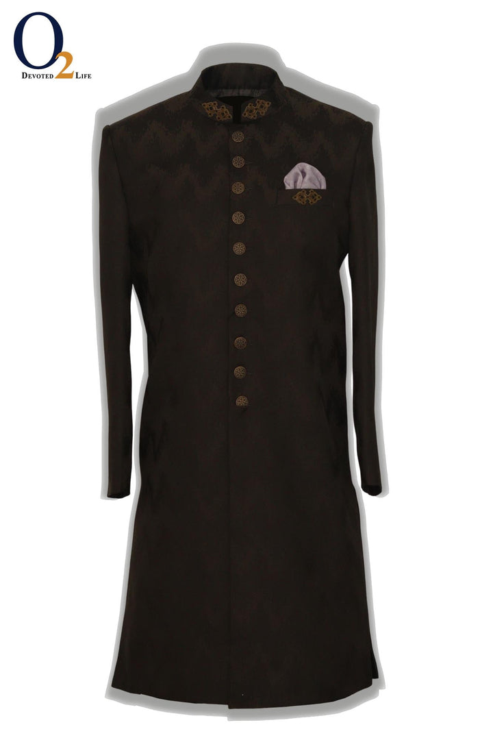 Zardozi handwork Sherwani in Olive ENVY