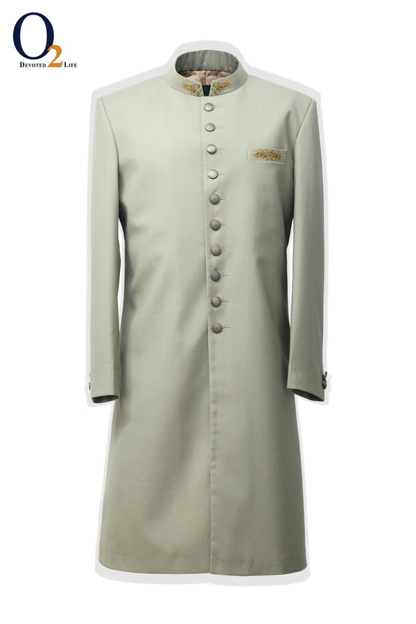 Zardozi handwork Sherwani in Mint ENVY