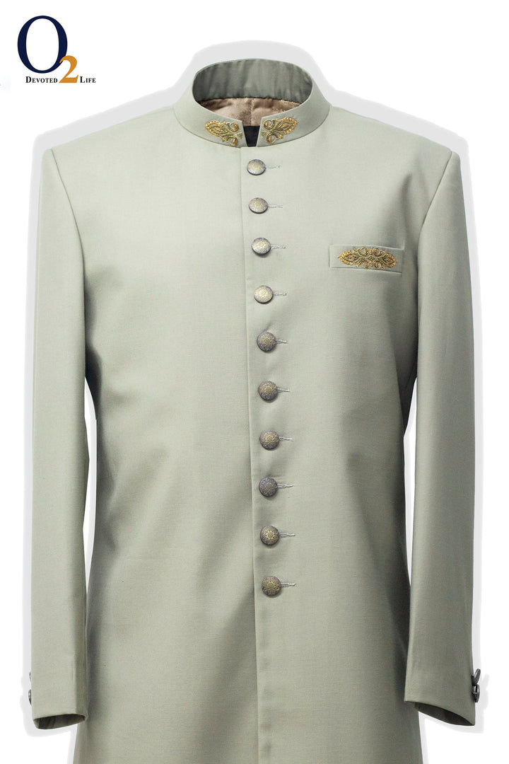 Zardozi handwork Sherwani in Mint ENVY