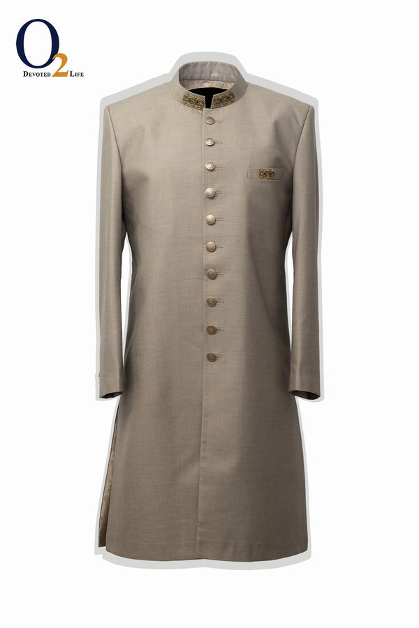 Zardozi handwork Sherwani in Beige ENVY