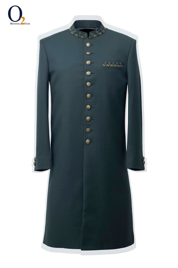 Dark Green Textured Exclusive sherwani ENVY