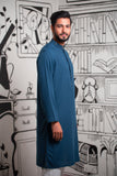 Load image into Gallery viewer, Karchupi Handwork Classic Fit Panjabi In Teal Blue