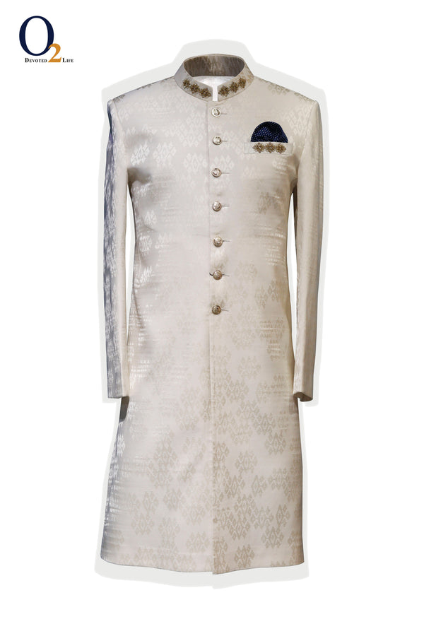 Cream Zardozi Handwork  Silk Sherwani ENVY