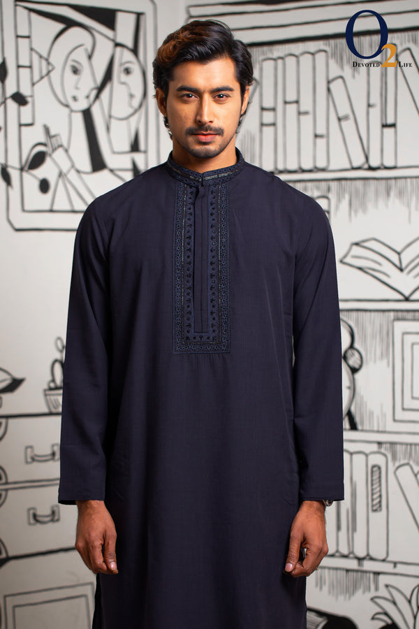 Zardozi Work Classic Fit Panjabi In Ligth Gray - o2fashions