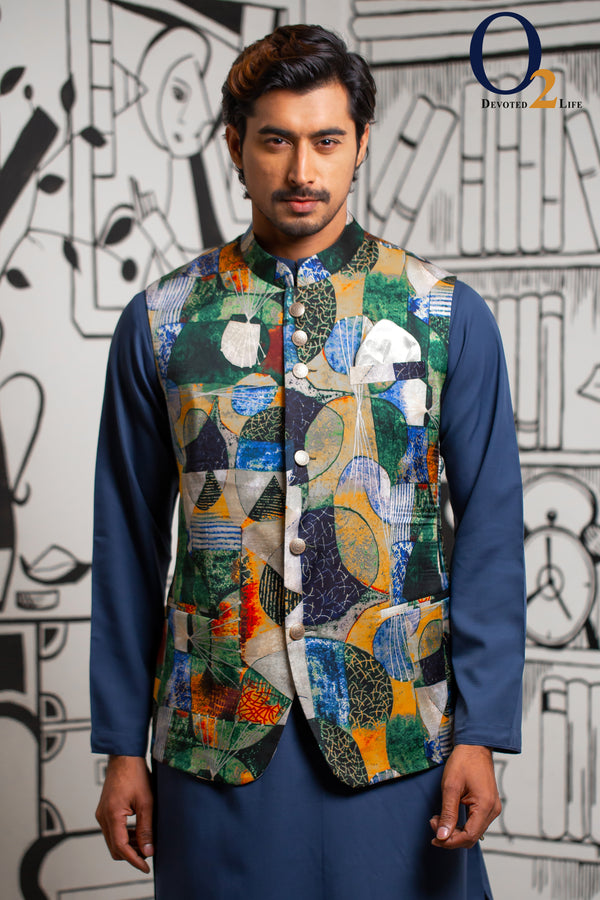 Digital Printed Art Silk Ethnic Vest