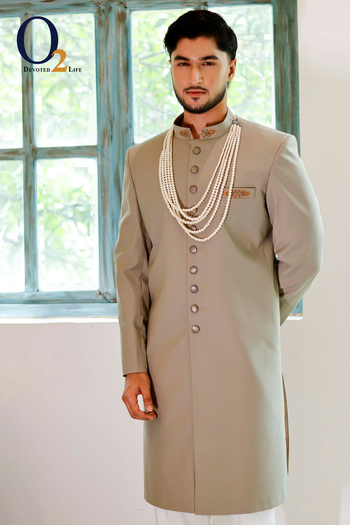 Zardozi handwork Sherwani in Mint ENVY