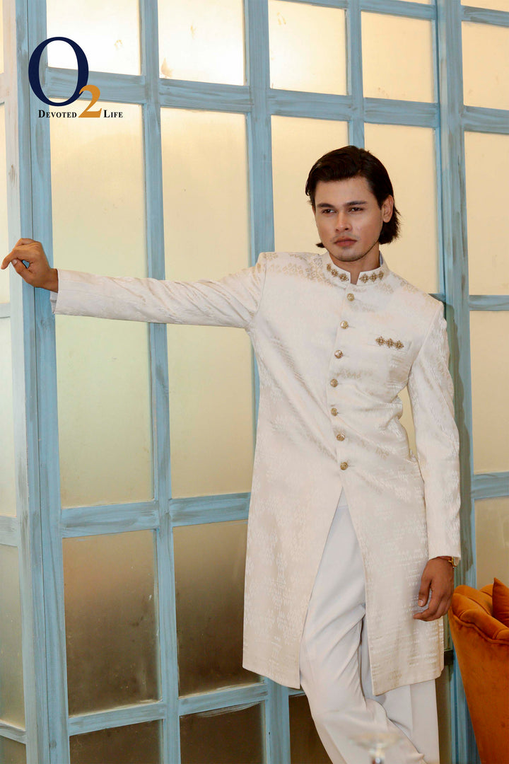 Cream Zardozi Handwork  Silk Sherwani ENVY
